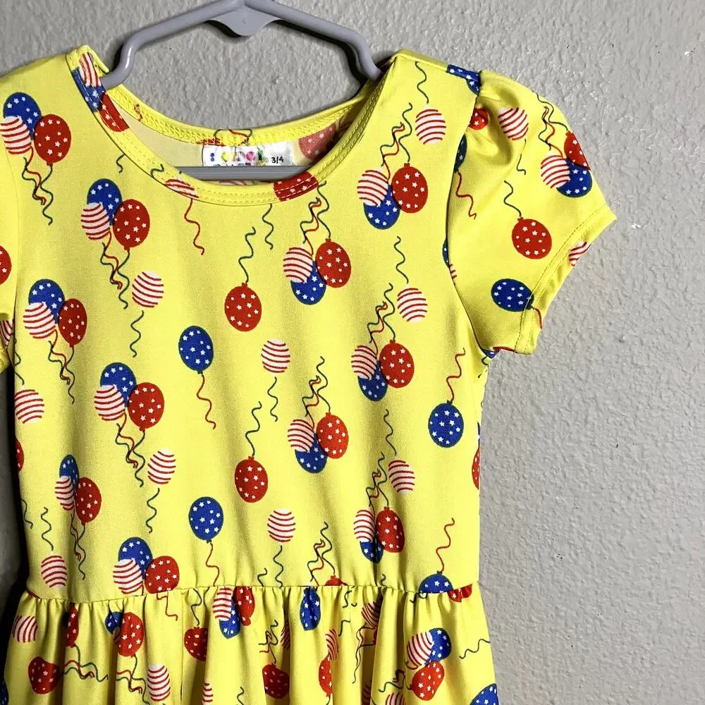 Dot Dot Smile Balloon Dress Size 3-4 Birthday Cap Sleeve Twirl